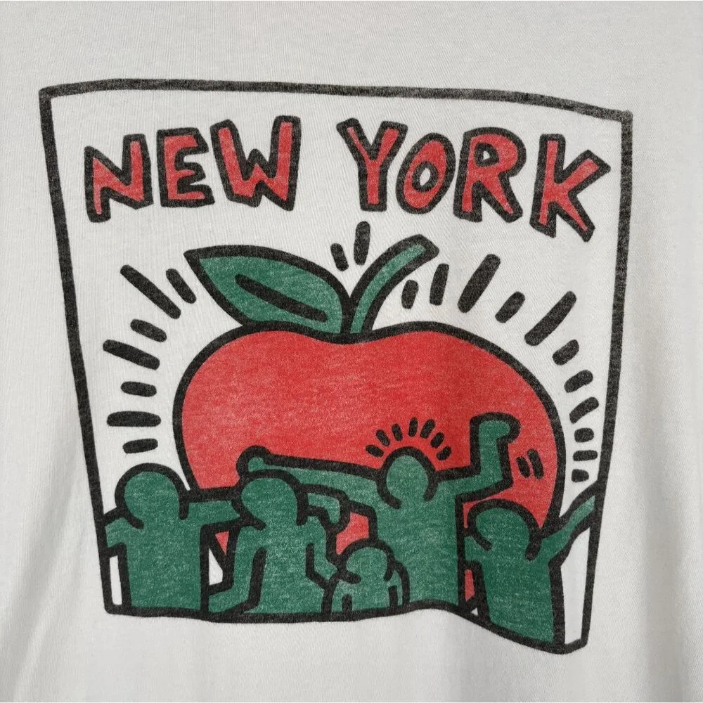 Abercrombie & Fitch Men Keith Haring New York Big Apple Graphic T-shirt L White - Picture 2 of 11